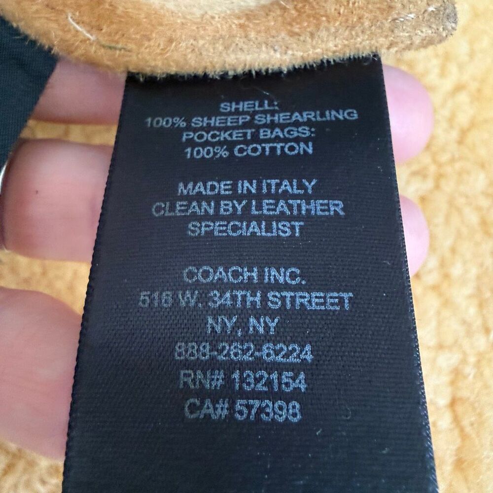 Coach Sheepskin Fur Coat in honey double-breasted plush shearling trim size M - Picture 9 of 13
